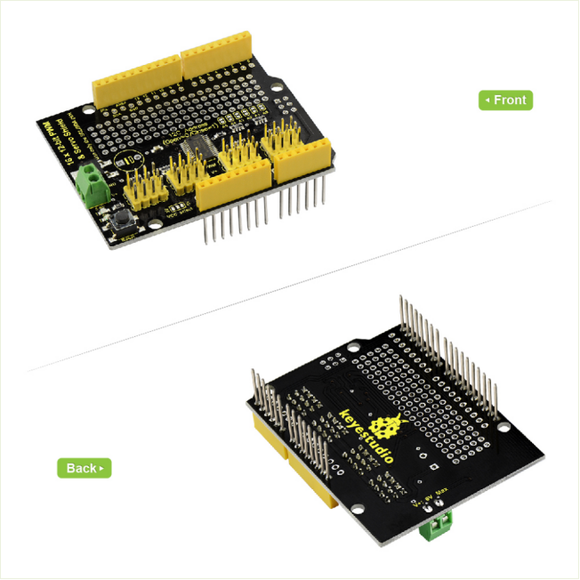 KEYESTUDIO 16-Channel 12-bit Servo Motor Driver Board I2C Interface for Arduino R3 Controller